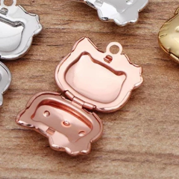 Rose Gold Hello Kitty Locket Necklace Pendant Charm - Picture 5 of 6